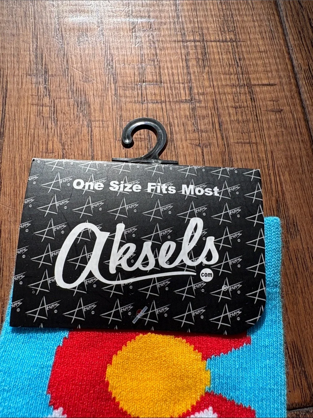 Aksels Blue Mountain Ski Scene Crew Socks